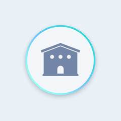 warehouse, round stylish icon, vector illustration