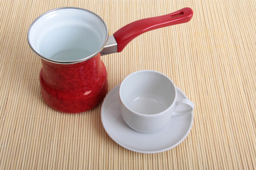 Coffee white cup on wooden table