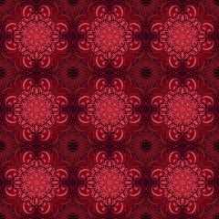 Seamless pattern. Ornate flowers henna colors mandala in indian style. Vintage decorative elements. Hand drawn background. Islam, Arabic, Indian, ottoman motifs.