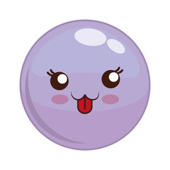 Cartoon design represented by kawaii expression face icon. Colorfull and isolated illustration. Purple sphere