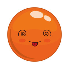Cartoon design represented by kawaii expression face icon. Colorfull and isolated illustration. Orange sphere