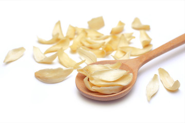 dried lily bulbs, traditional chinese herbal medicine, isolate on white background.