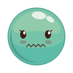 Cartoon design represented by kawaii expression face icon. Colorfull and isolated illustration. Green Sphere
