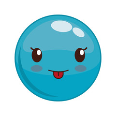 Cartoon design represented by kawaii expression face icon. Colorfull and isolated illustration. Blue sphere