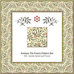 Antique tile frame pattern set_359 Garden Spiral Leaf Flower
