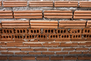 Close up unfinished brickwork in the temple