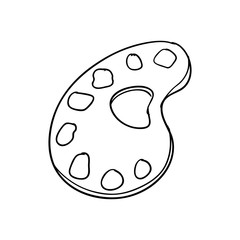 Instrument, creative and school supply concept represented by palette icon. Isolated and sketch illustration.