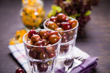 wet gooseberry in glass