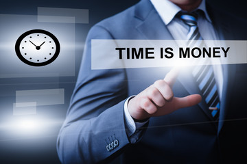 businessman pressing button on virtual screens