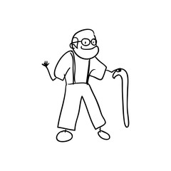 old people and cartoon concept represented by grandfather icon. Isolated and sketch illustration 