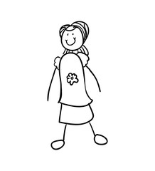 Person and cartoon concept represented by girl kid icon. Isolated and sketch illustration 