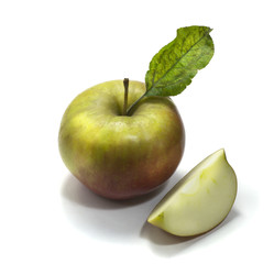 Ripe apple on a white background. Isolated