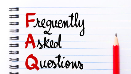 FAQ Frequently Asked Questions written on notebook page