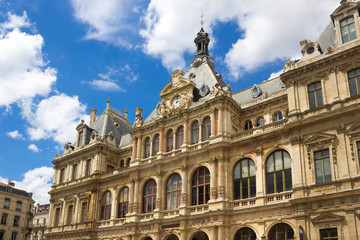 Fototapeta na wymiar Palais de la Bourse also called du Commerce at Place des Cordelier in Lyon, France