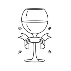 Glass of wine. Isolated on white background, vector icon.