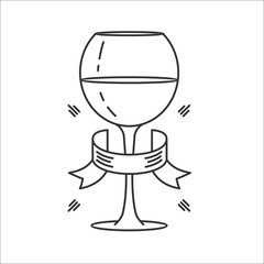 Glass of wine. Vector icon. Isolated on white background.