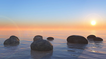 Fototapeta na wymiar sea stone sunset view