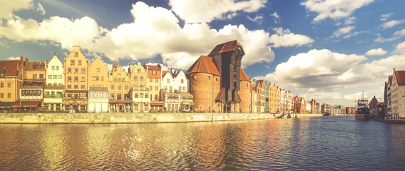 Door stickers City on the water Cityscape of Gdansk in Poland  