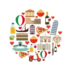 icon set. Italy culture design. Vector graphic