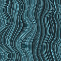 Blue striped background. Winding bands. Curved space. Monochrome irregular pattern.