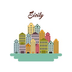 Sicily city icon. Italy culture design. Vector graphic