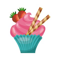 Cupcake icon. Bakery design. Vector graphic