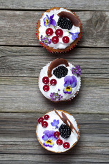 Cup-cake on a wood background