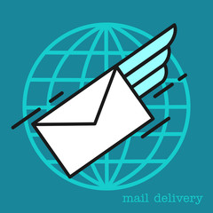 Letter. E-mail. Mail.  Delivery of letters all over the world.