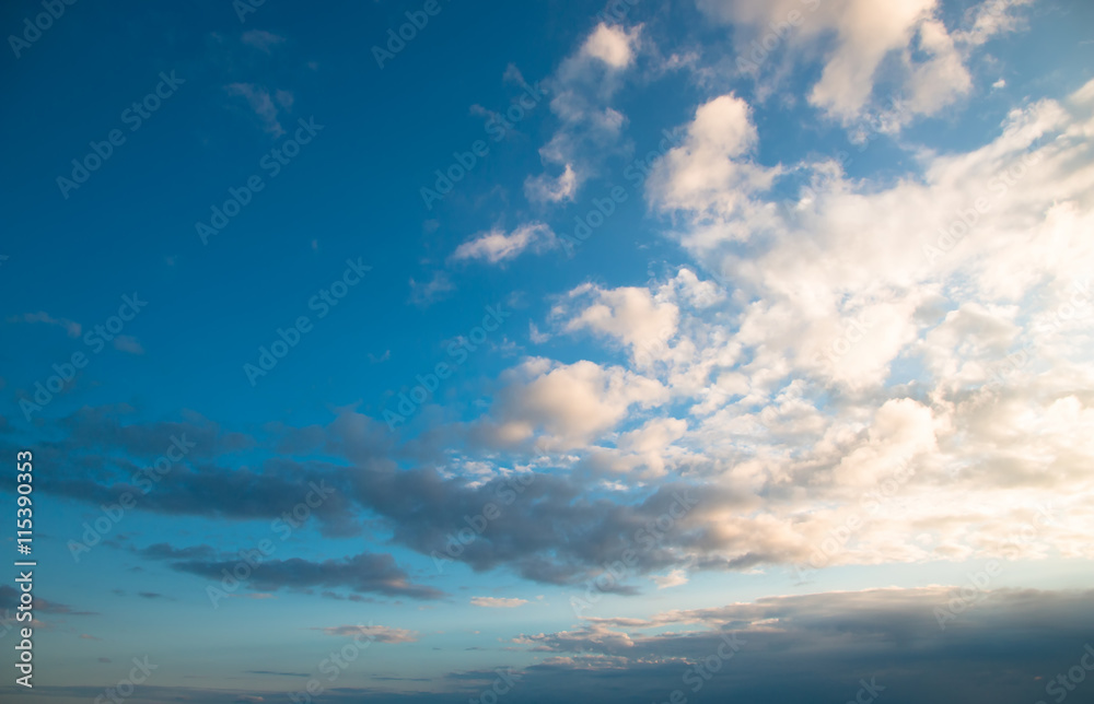 Wall mural abstract background with bokeh defocused beautiful flame clouds in the sky