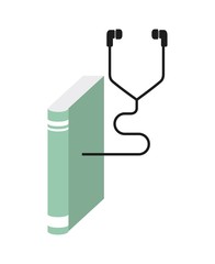 Book and Headphone icon. Audiobooks design. Vector graphic