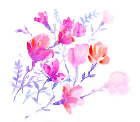 Obraz na płótnie Canvas watercolors colorful flowers 