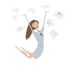 Cartoon young successful business women happy pose vector illust