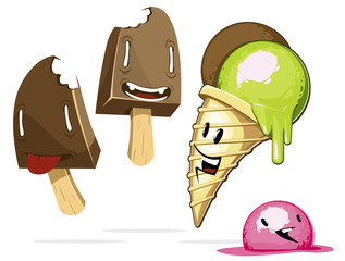 Funny cartoon ice-cream set