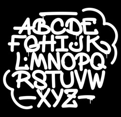 Hand style graffiti font alphabet. Vector