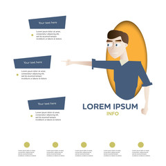 Cartoon young man character infographics design element layout v