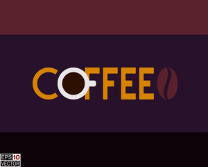 Vintage Coffee illustration Element. For shop, package, presentation, web usage, poster, advertisement, card, cafe, menu or other usage. Eps 10. Maroon colors, dark background