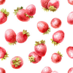 Seamless pattern with strawberry