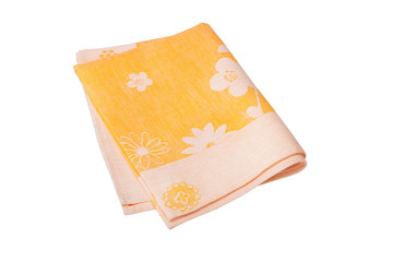 Yellow kitchen towel or napkin isolated on white