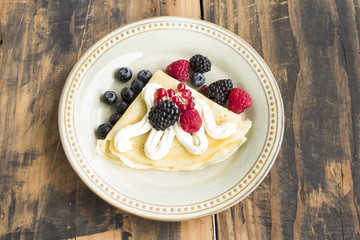 Crepe with Berries and Whipped Cream