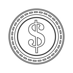 flat design dollar sign coin icon vector illustration line design