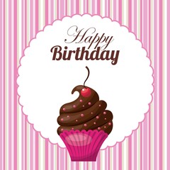 Cupcake icon. Happy Birthday design. Vector graphic.