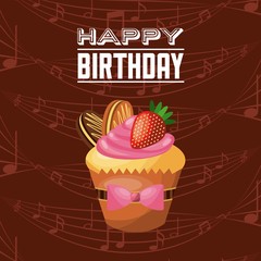Cupcake icon. Happy Birthday design. Vector graphic.