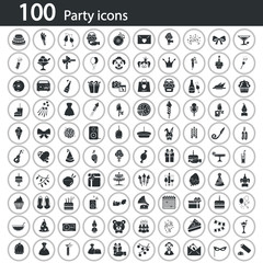 Set of one hundred party icons