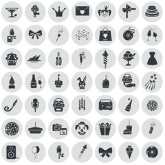 Set of fifty party icons
