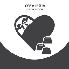 Chocolate candies box icon on the background