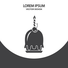 Birthday cake icon on the background