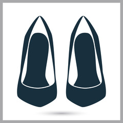 Female shoes pair icon on the background
