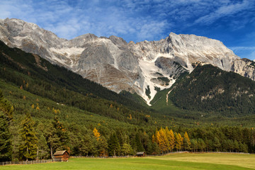Fototapeta na wymiar Mieminger Plateau, Mountains in autumn, Tyrol, Austria.