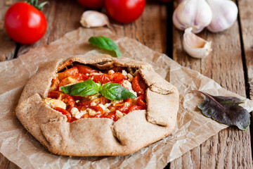 Galette with tomato and cheese