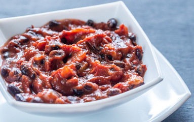 Bowl of black bean chili